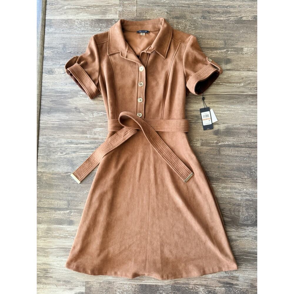 NWT!! Tommy Hilfiger Brown Short Sleeve Belted Dress (Size 12)